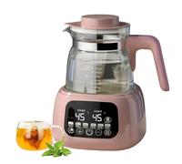 Termo eléctrico para tetera con control de temperatura, vidrio de 1,3 L, 72 horas, mantiene caliente, calentador de agua rápido con calentamiento de chasis de 360°, indicador de temperatura LED pink