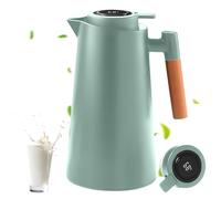 Termo, jarra térmica, doble pared, aislamiento al vacío, tetera con mango de aspecto de madera, jarra caliente para té, agua, bebidas, (azul, 1 L)