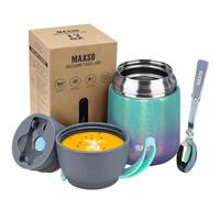 Termo para Comida 500ml Taza Aislada de Acero Inoxidable，Recipiente Aislante con Cuchara Plegable Recipiente Térmico sin BPA para Sopa, Frutas(arcoíris)