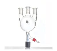 Termo recto de tres bocas de fondo redondo, válvula de descarga de PTFE de alto vacío de 8 mm, boquilla pequeña desmontable GL14mm, F42 (2000 ml-F4282L4T)