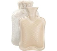 Termo termo de 2 litros con funda de forro polar suave, adecuado para una noche cómoda, para aliviar el dolor de espalda, cuello y hombros, gran regalo para mujeres y hombres (blanco)