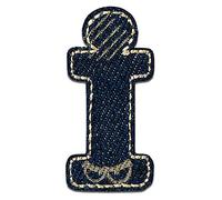 Termoadhesivos Alfabeto/Letra Azul - Parches Termoadhesivos Bordados Aplique Para Ropa, Alfabeto MQ coloreado/azul:Letra I 3.9 x 1.8 cm