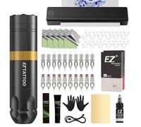 Termocopiadora Tattoo Kit - Maquina de Tatuar Kit Completo con Impresora Tattoo, Maquina Tatuar Inalambrica, Batería de Alimentación de 1500mAh, 20Pzs Agujas Tatuaje para Tatuadores