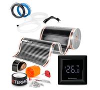 Termofol Calefacción eléctrica por suelo radiante lámina calefactora 230V - con termostato H6 Negro - Potencia 140 W/m2 - Superficie 16m² - Juego completo de calefacción eléctrica para suelo, pared o