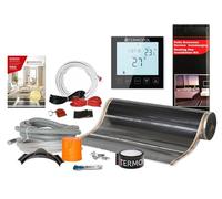 Termofol Calefacción por suelo radiante eléctrica, set - alfombrilla calefactora con termostato negro H1 230 V - potencia de calefacción adicional 140 W/m² - superficie 8 m² - calefacción por suelo