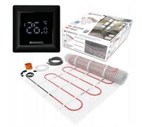 Termofol Set de estera calefactora con termostato H6 negro - calefacción eléctrica por suelo radiante para baño, salón, cocina - lámina calefactora con potencia de 150 W/m2 - superficie 9,0 m² - con