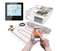 Termofol Set de esterilla calefactora con termostato WiFi negro - Calefacción eléctrica de suelo para baño, sala de estar, cocina - Lámina calefactora con potencia de calentamiento 150W/m²