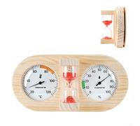 Termohigrómetro de madera con temporizador de arena de 15 minutos diseñado para entornos de sauna donde la estabilidad del calor y la humedad importan (rojo)