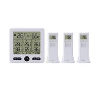 Termohigrómetro inalámbrico digital con 3 sensores remotos 98ft 30m Luz de fondo Alarma Función calibración Estaciones meteorológicas temperatura y humedad para hogar oficina invernadero almacén inter
