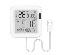 Termohigrómetro inteligente con aplicación WLAN, sensor digital de humedad de temperatura para sótano de habitación, exportación remota de datos, color blanco, 80 x 80 mm