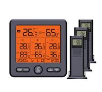 Termohigrómetro interior inalámbrico digital con 3 sensores remotos 98ft 30m Luz de fondo Alarma Función calibración Temperatura Humedad Pantalla múltiples datos Estación meteorológica para hogar Ofic
