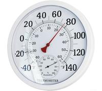 Termómetro analógico, higrómetro, diámetro de 25 cm, termómetro y medidor de humedad en uno, temperatura interior, incluye termómetro e higrómetro (blanco)