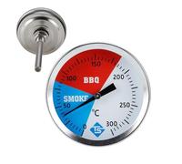 Termometro Analógico para Barbacoa, Termómetro BBQ de Acero Inoxidable con Vástago 75 mm, hasta 300 °C, Termometro Horno Leña, Medidor de Temperatura para Parrilla Horno Ahumar Barbacoa Cocinar, 52mm