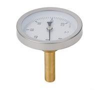 Termómetro bimetálico analógico de 63 mm con funda de latón para controlar las temperaturas del agua, el aire y los líquidos en sistemas de calefacción y calderas