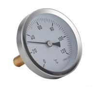 Termómetro bimetálico industrial 0-120 °C, 63 mm para esfera con manga de inmersión, 1/2 pulgada para conexión BSP para caldera y calefacción, medidor de temperatura de montaje axial para vapor de gas