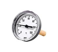 Termómetro bimetálico para la calefacción, conector trasero, G 1/2, longitud de la caña de inmersión 60 mm, diámetro 80 mm, rango de visualización 0 °C hasta 60 °C