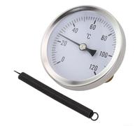 Termómetro bimetall de 63 mm con conexión axial y soporte de resorte para control de temperatura del sistema de calefacción