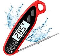 Termómetro carne, hoyiours Termómetro de Cocina Digital, Termómetro Parrilla con 3s Lectura Instantánea IPX6 Impermeable, Sonda larga Plegable, Retroiluminación LCD, para Asar Barbacoa, Freír, Hornear