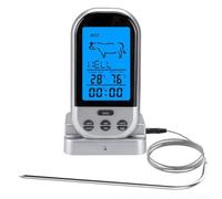 Termómetro Carne Inalámbrico 30m LCD 8 Ajustes | Señal inalámbrica 30m, pantalla LCD grande, 8 tipos carne, 4 niveles cocción, timer integrado