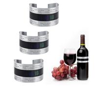 Termómetro Clip para Vino, Termómetro LCD para Botella de Vino de Acero Inoxidable Anillo de Botella con Sensor de Temperatura Pulsera para Botellas de Cerveza para Tinto Espumoso Champán (3 Pcs)