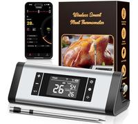 Termometro Cocina, 243M Bluetooth Termometro Digital Cocina Inalámbrico con Aplicación, IP67 a Prueba de Agua Meat Thermometer Con pantalla LCD, Función de Alarma, Ideal para Parrilla, Horno, BBQ