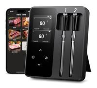 Termómetro Cocina Inalámbrico con 2 Sondas, Pantalla LCD, 130m Alcance, Termómetro Carne con APP Inteligente para Barbacoa, Horno, Parrilla, Ahumador, Asador, Freidora, IP67 Resistente al Agua