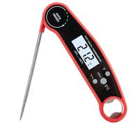 Termómetro Cocina - Meat Thermometer Termómetro Digital Cocina para Carne, Barbacoa, BBQ y Alimentos - Pantalla LCD Clara - Función de Encendido/Apagado Automático - Color Rojo