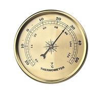 Termómetro de 90 mm con lector de temperatura, pantalla transparente, marco dorado electropelado para una evaluación precisa del clima interior