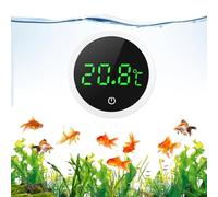 Termómetro de Acuario, ORIA Termómetro para Pecera Pantalla LED, Termómetro Digital de Alta Precisión de 0.1℃ con Botones Táctiles, Batería Reemplazable para Tanque de Acuario de Vidrio Tropical
