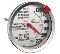 Termómetro de carne, termómetro de cocción seguro de horno de acero inoxidable, esfera extra de 2.5 pulgadas, alimentos etiquetados con temperatura para cocinar carne de res, aves de cerdo, ho