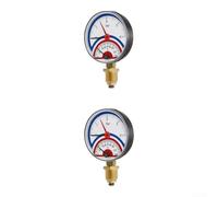 Termómetro de doble puntero Barómetro 0-120 ° C 0-4 Bar Manómetro de | para sistemas de calefacción por suelo radiante con rosca de 0,6 cm y adaptador de 1,3 cm, carcasa de metal de latón