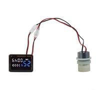 Termómetro de ducha cuadrado con pantalla digital con generador de motor de flujo de agua integrado, lectura LED real, ABS negro, compatible con 35 mm o 26 (BJL2629)