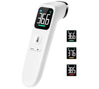 Termómetro de fiebre sin contacto para bebés, niños y adultos, termómetro infrarrojo para la frente con pantalla LED ultraclara, alta precisión y alarma de fiebre, color blanco