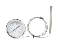 Termómetro de Horno con sonda de Acero Inoxidable de 0 a 500 °C para calderas, hornos tostadores, Parrillas y Estufas de leña, Cable de 1 m (Tipo Soporte)