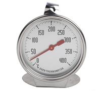 Termómetro de horno de acero inoxidable de 0 a 400 °C con esferas grandes, gancho para colgar para horno de cocina, horno de pizza, hornear, asar, cocinar