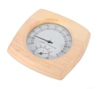 Termómetro de madera para sauna con higrómetro digital - Lectura precisa hasta 120 °C, diseño redondo compacto de 140 mm para hogar y exterior