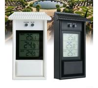 Termómetro de pantalla digital impermeable, jardín interior y exterior, temperatura mínima máxima (negro)