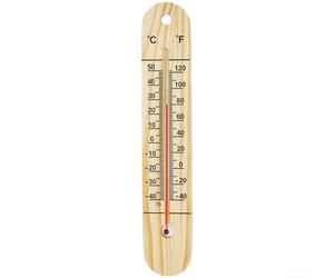 Termómetro de pared de madera higrómetro para combo, medidor de humedad de temperatura interior y exterior, escala dual para grados Celsius Fahrenheit, marco de madera de pino natural para invernadero
