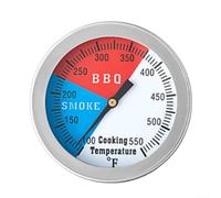 Termómetro de parrilla de acero inoxidable con sonda roscada y dial transparente, proporciona lecturas precisas de temperatura para cocinar carne y barbacoa al aire libre