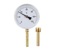 Termómetro de tubería de acero inoxidable, 0-120 ℃ G1/2 termómetro bimetálico medidor de temperatura del agua, utilizado para parrillas de caldera de sistema de calefacción central