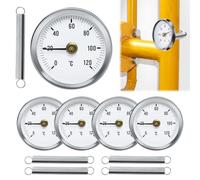 Termómetro De Tubería Industrial: 5 Piezas Termómetro De Instalación De Tubo De Calefacción, Termómetro Tuberia, Termómetro Bimetálico Del Resorte, Indicador De Temperatura Con Resorte Clip-On 0-120 ℃