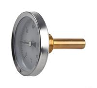 Termómetro de tubo de aluminio y latón con 63 mm, rango de temperatura de 0 a 120 °C, graduación de 2 °C, presión máxima de 16 bares, para agua caliente, calefacción y tanques de aceite