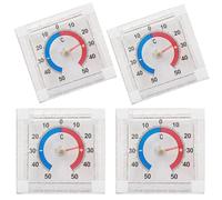 Termómetro de ventana para exterior, autoadhesivo, 4 unidades, resistente a la intemperie, termómetro exterior para ventana, termómetro analógico para ventanas y neveras