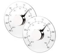 Termómetro de ventana para exteriores, 2 unidades, para exteriores, para ventana, para exteriores, Fahrenheit/Celsius, sin pilas, autoadhesivo, impermeable, diámetro de 11 cm