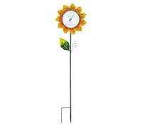 Termómetro decorativo para exteriores - Termómetro de pared de girasol de metal para jardín, gran termómetro rústico de girasol, obra de arte funcional con accesorios de decoración de jardín