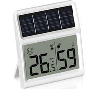 Termometro Digital Casa Solar, Higrometro Termometro Alimentado por Luz Interior- Medidor de Humedad funciona únicamente con exposición lumínica, Blanco - Pack de 1 unidad