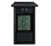 Termómetro digital con capacidad máxima mínima para monitoreo y seguimiento de temperatura interior y exterior de invernadero (negro)