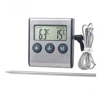 Termómetro digital con sonda de -50 °C a 300 °C, termómetro de acero inoxidable para barbacoa con temporizador y alarma audible