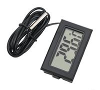 Termómetro digital con sonda, pantalla LCD -50 a 110 C, sensor impermeable para terrario de acuario, negro, longitud del cable seleccionable, batería incluida (1 metro)
