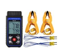 Termómetro Digital con Termopar, Medidor de Temperatura HVAC con 2 Pinzas de Temperatura y 2 Sondas de Termopar con Cable, Doble Canal con Alarma y Compensación ADJ (-328~2500 ℉)